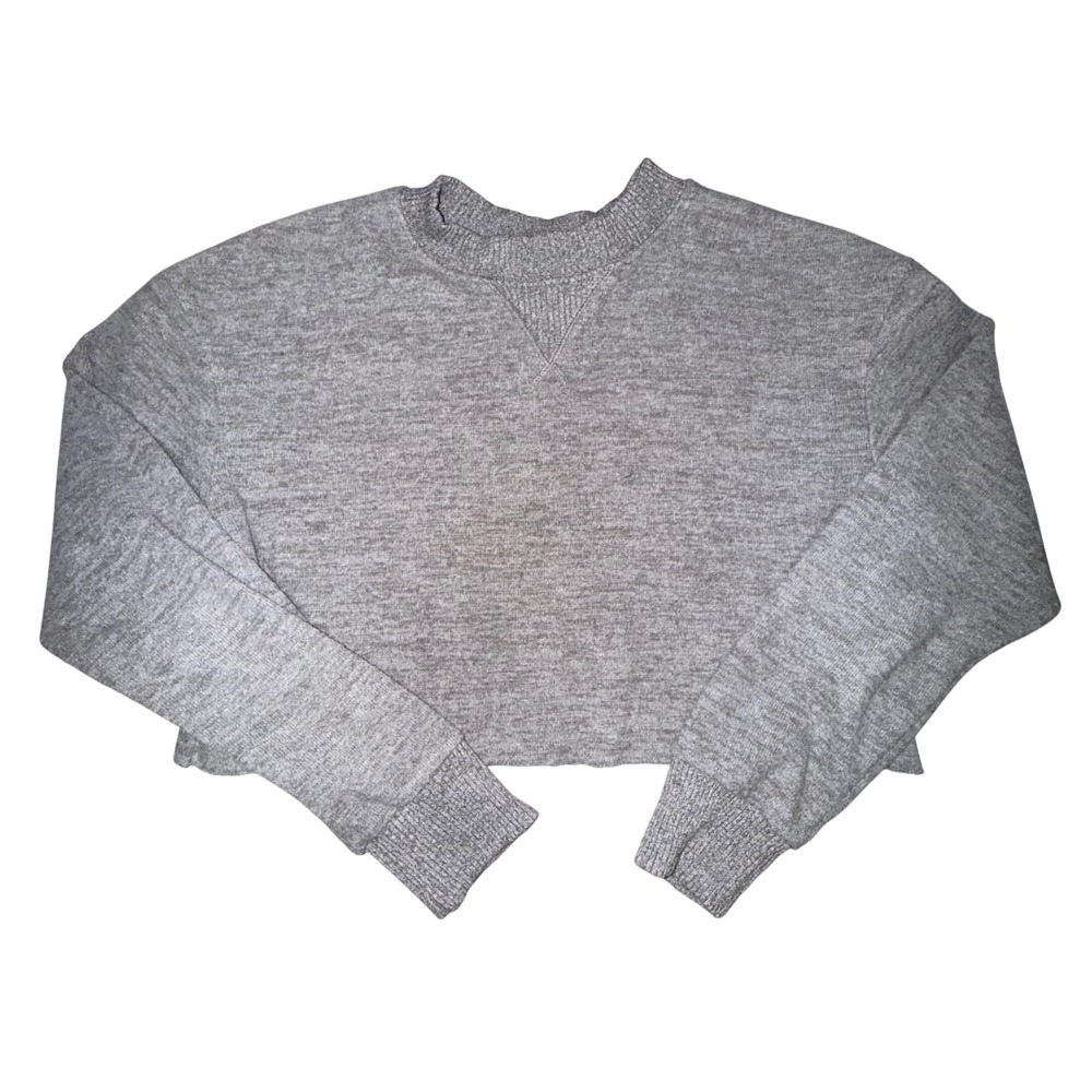 ZARA Knit 2pc Skirt Set Womens S Gray Cropped Sweater Midi Skirt Minimalist - Picture 3 of 10